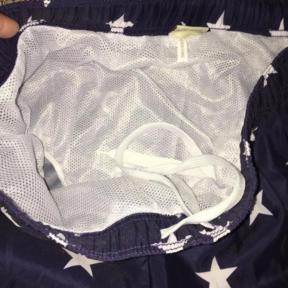 NWOT Patriotic Swim Trunks XL Stars America 4th July Flag USA Red White Blue